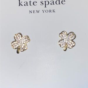 BNWT Kate Spade New York Pavé Clover Stud Earrings in Gold Tone $68
